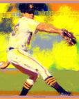 'The Closer' Baseball Silk Pocket Square in Yellow, Green & Navy (42 x 42cm)
