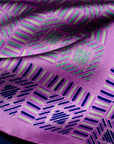 'City Squares' Geometric Silk Pocket Square in Deep Pink with Blue, Mauve & Green (42 x 42cm)