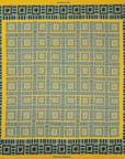 'City Squares' Geometric Silk Pocket Square in Gold With Blue (42 x 42cm)