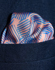 'Dot Dash' Polka Dot Silk Pocket Square in Pink With Blue (42 x 42cm)