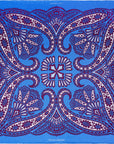 'Kaleidoscope' Paisley Silk Pocket Square in Blue, Burgundy & Cream (42 x 42cm)
