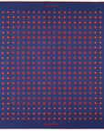 'Luna' Polka Dot Silk Pocket Square in Blue & Red (42 x 42cm)