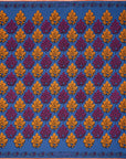 'Motif' Geometric Silk Pocket Square in Blue, Burgundy & Gold (42 x 42cm)