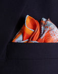 'Lone Fighter' Spitfire Silk Pocket Square in Orange (42 x 42cm)
