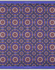 'Whirligig' Medallion Silk Pocket Square in Blue, Orange & Green (42 x 42cm)