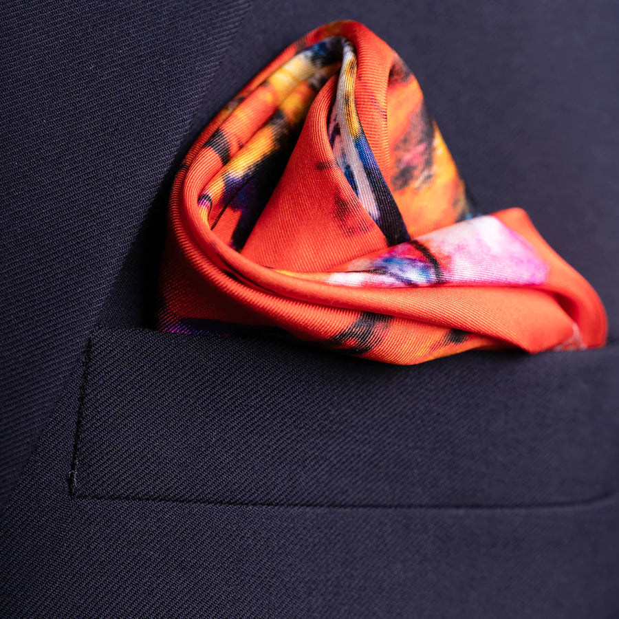 'Performance Polo' Silk Pocket Square in Red (42 x 42cm)