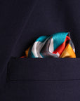 'World Class Scrummage' Rugby Silk Pocket Square in Red & White (42 x 42cm)