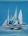 'Blue Bird' Sailing Silk Pocket Square in Blue & White (42 x 42cm)
