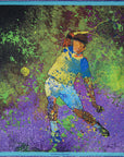 'Tennis Passion' Silk Pocket Square in Purple & Green (42 x 42cm)