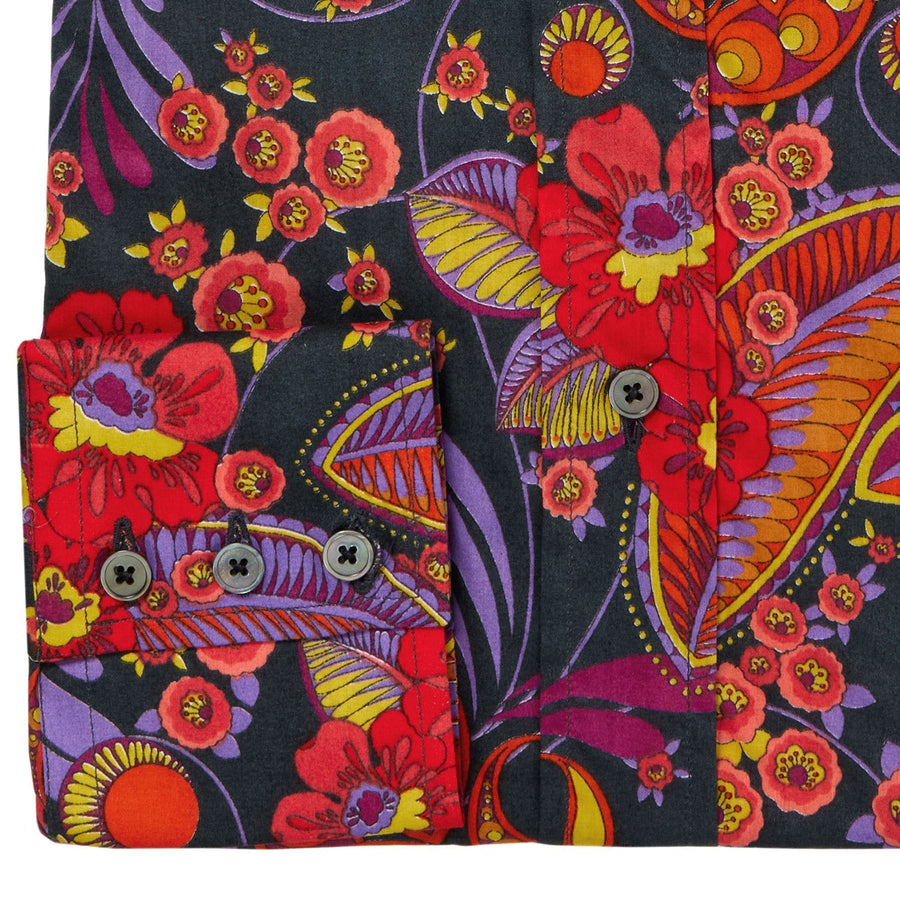 Astro Fleur Shirt in Black & Red
