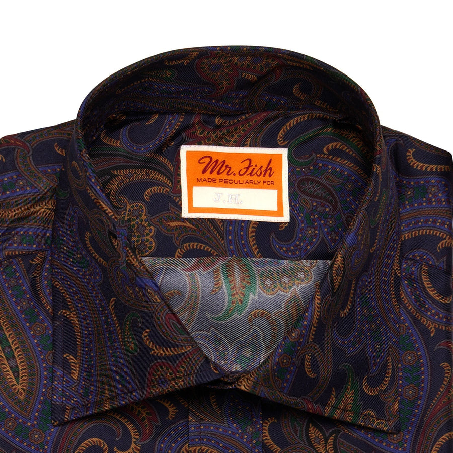 Purple Paisley Print Silk Shirt