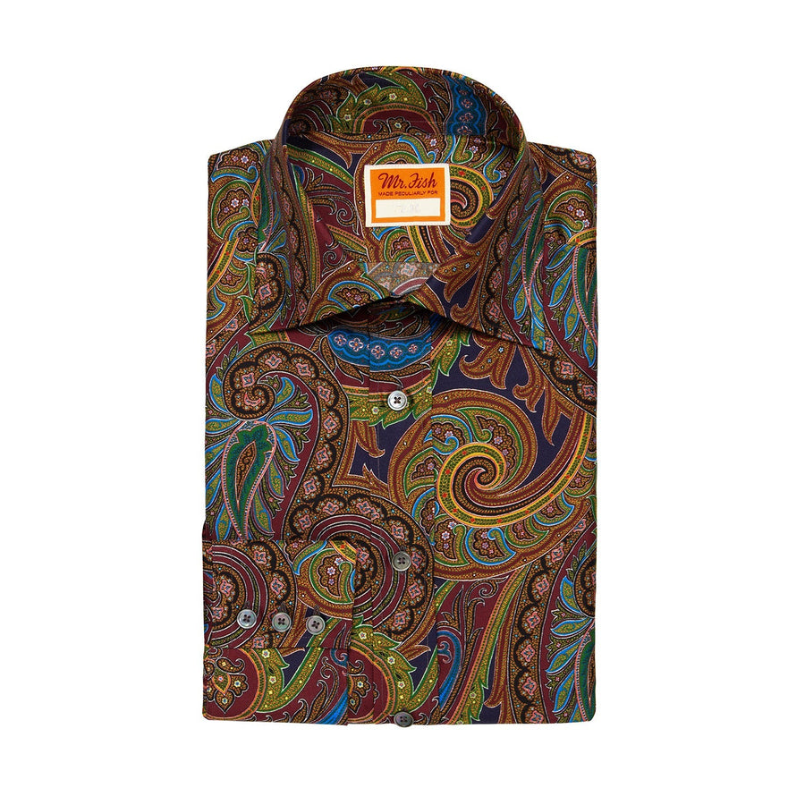 Multicolour Paisley Print Silk Shirt