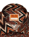 Brown Zig-Zag Print Silk Shirt