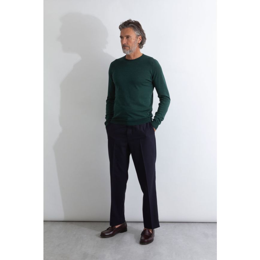 Clundy Merino Wool and Sea Island Crew Neck Pullover